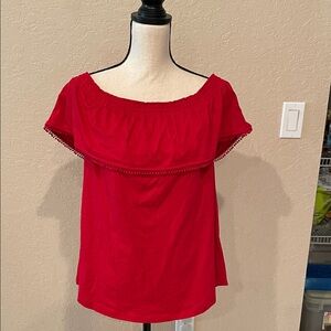Ralph Lauren (Lauren) red off shoulder top. Never warn but no tag.
